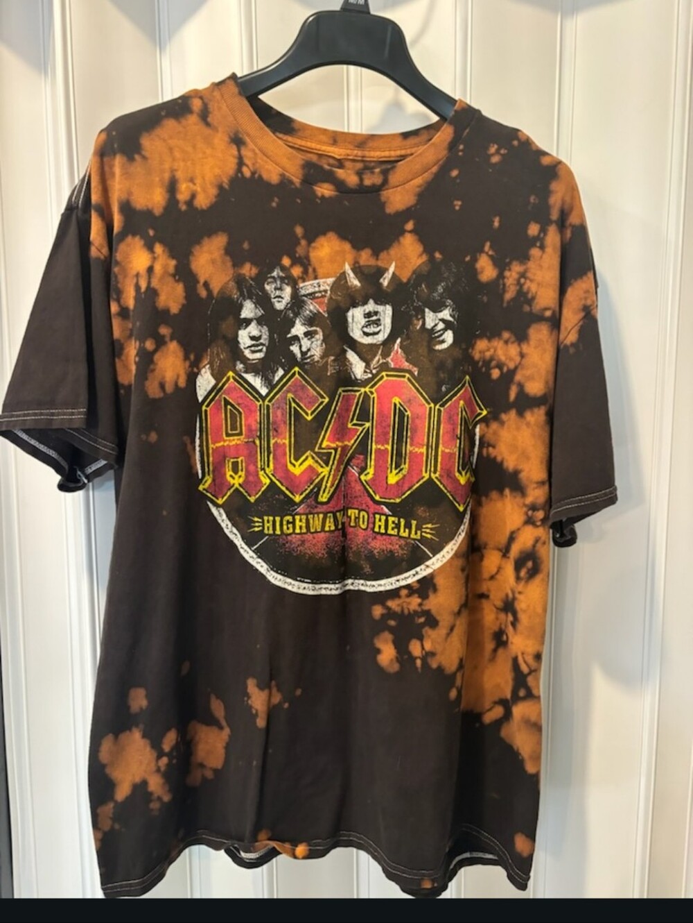AC/DC Tie-Dye 'Highway to Hell' Tee - Black & Orange